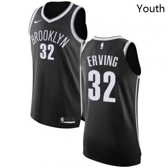 Youth Nike Brooklyn Nets 32 Julius Erving Authentic Black Road NBA Jersey Icon Edition